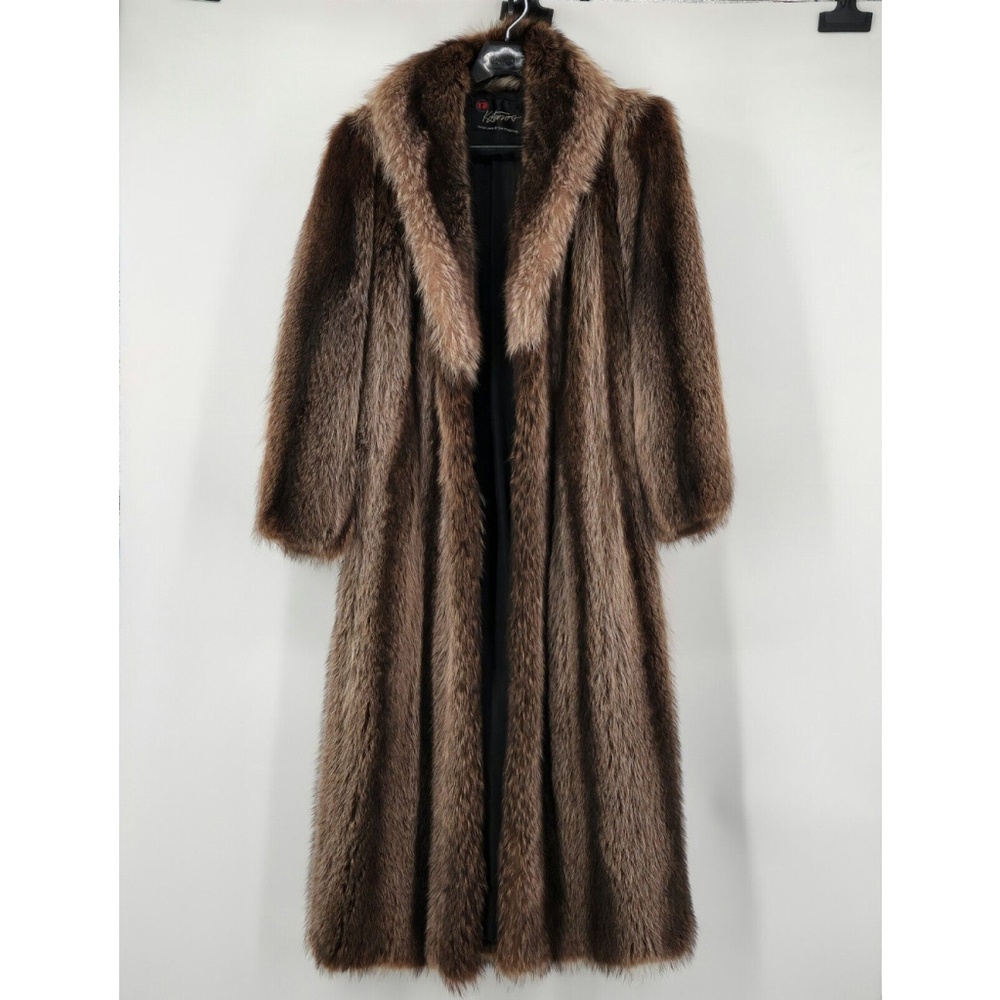 Fur Coat Floor Length Beautiful Warm Elegant Luxurious Raccoon Shared Collar